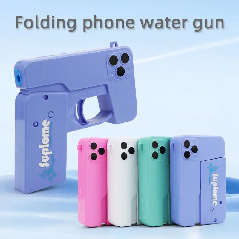 Mini folding mobile water gun portable hidden design summer water combat toy colorful plastic water gun outdoor beach pool party
