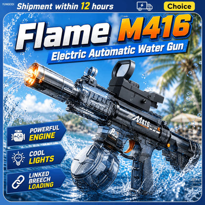 M416 Electric Water Gun Fully Automatic with Flash, High-speed Continuous Shooting Summer Outdoor Toy Water Gun Children's Gift