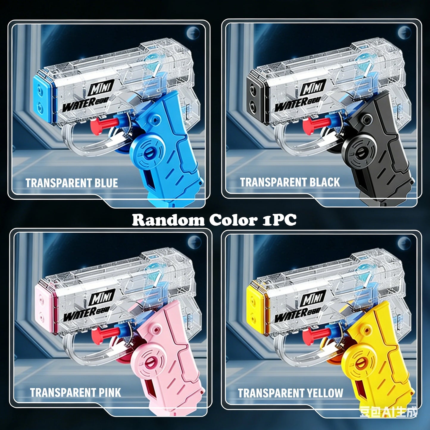 2-in-1 Foldable Rotating Fingertip gyro dual hole water gun Stress Relief Outdoor Summer Pool Beach water play Shooting Games