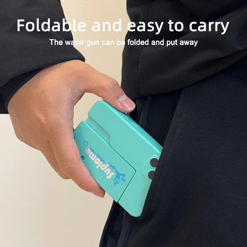 Mini folding mobile water gun portable hidden design summer water combat toy colorful plastic water gun outdoor beach pool party