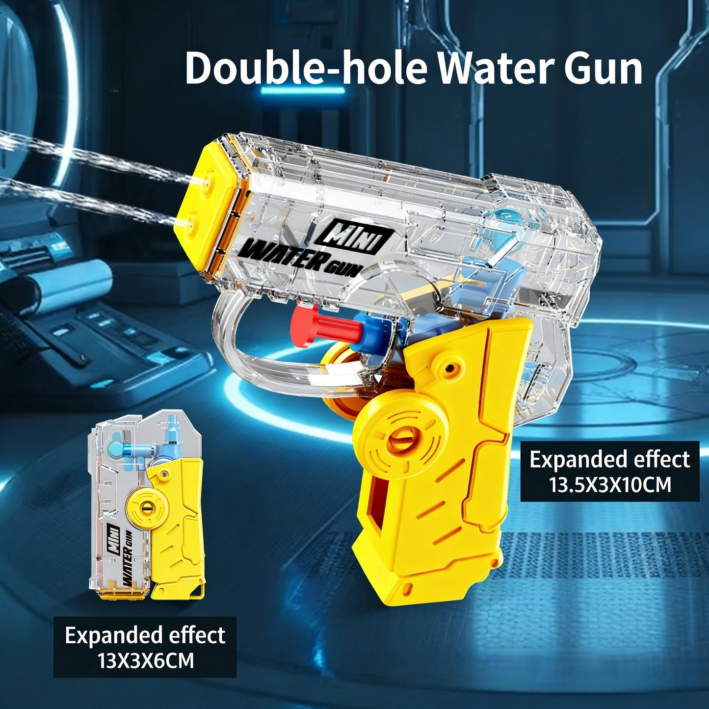 2-in-1 Foldable Rotating Fingertip gyro dual hole water gun Stress Relief Outdoor Summer Pool Beach water play Shooting Games