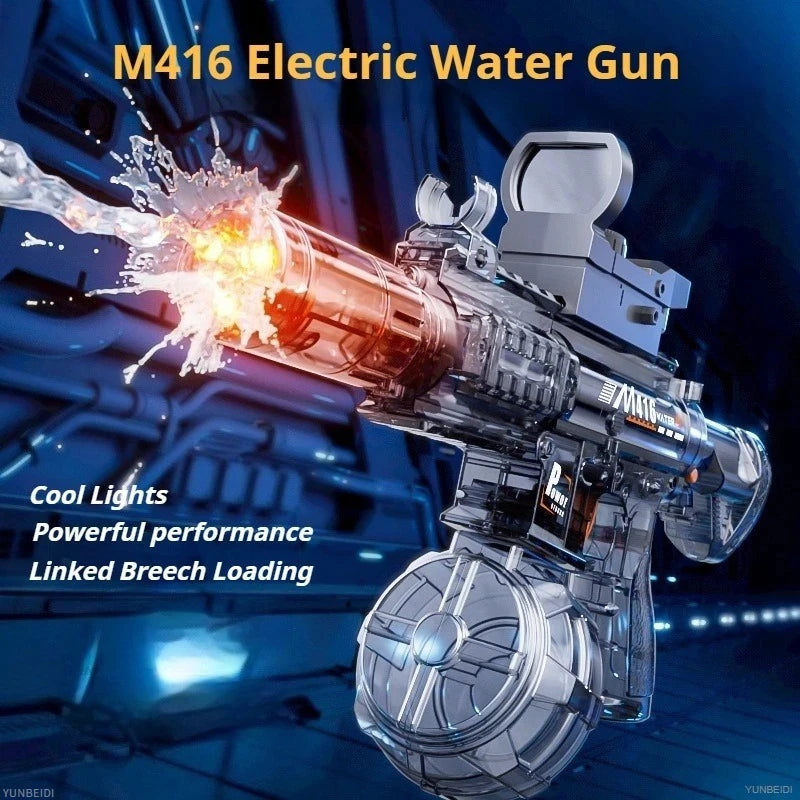 M416 Electric Water Gun Fully Automatic with Flash, High-speed Continuous Shooting Summer Outdoor Toy Water Gun Children's Gift