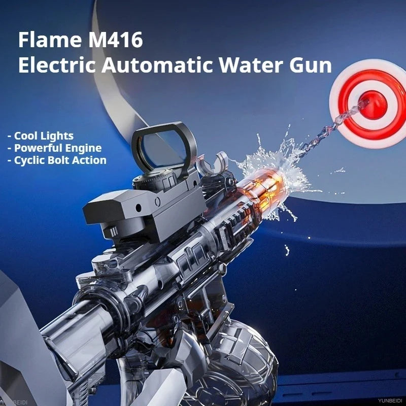 M416 Electric Water Gun Fully Automatic with Flash, High-speed Continuous Shooting Summer Outdoor Toy Water Gun Children's Gift
